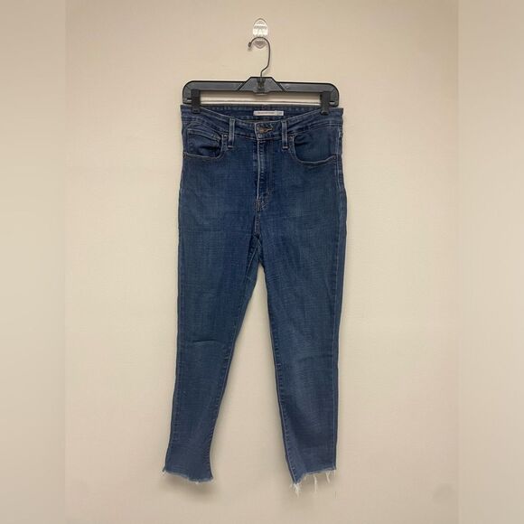 Levi’s 721 Skinny Jean Medium Blue Frayed bottom Jeans SZ 30 - Picture 1 of 5